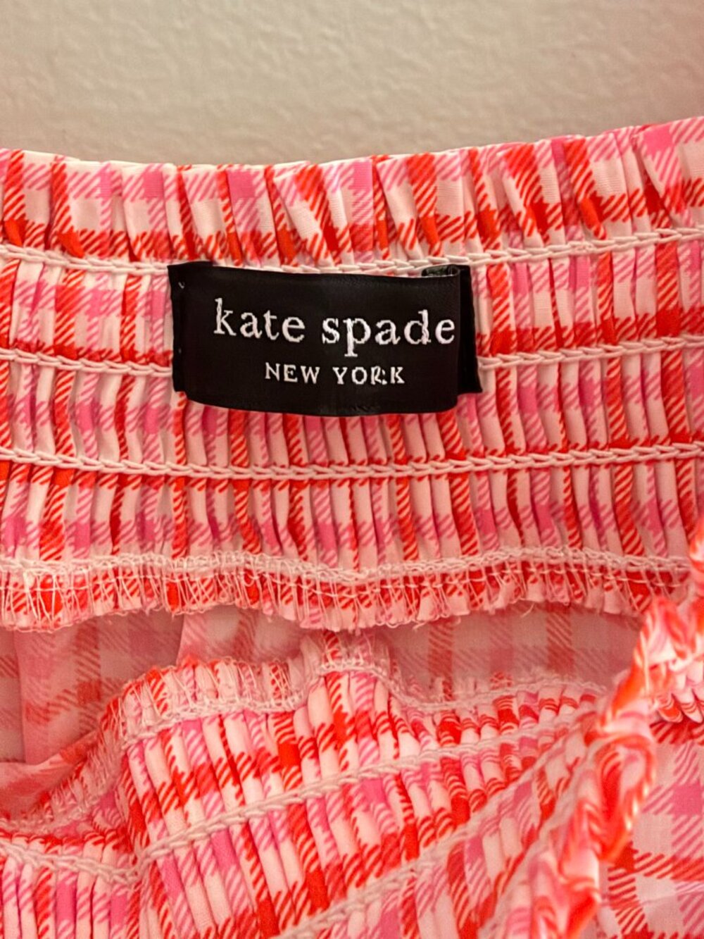 Kate Spade New York Gingham Smocked Drop Waist Bodice Mini Dress